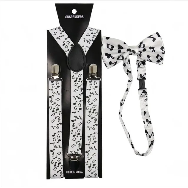 Модные мужские комплекты с галстуком бабочкой 1 дюйм черные белые музыкальные