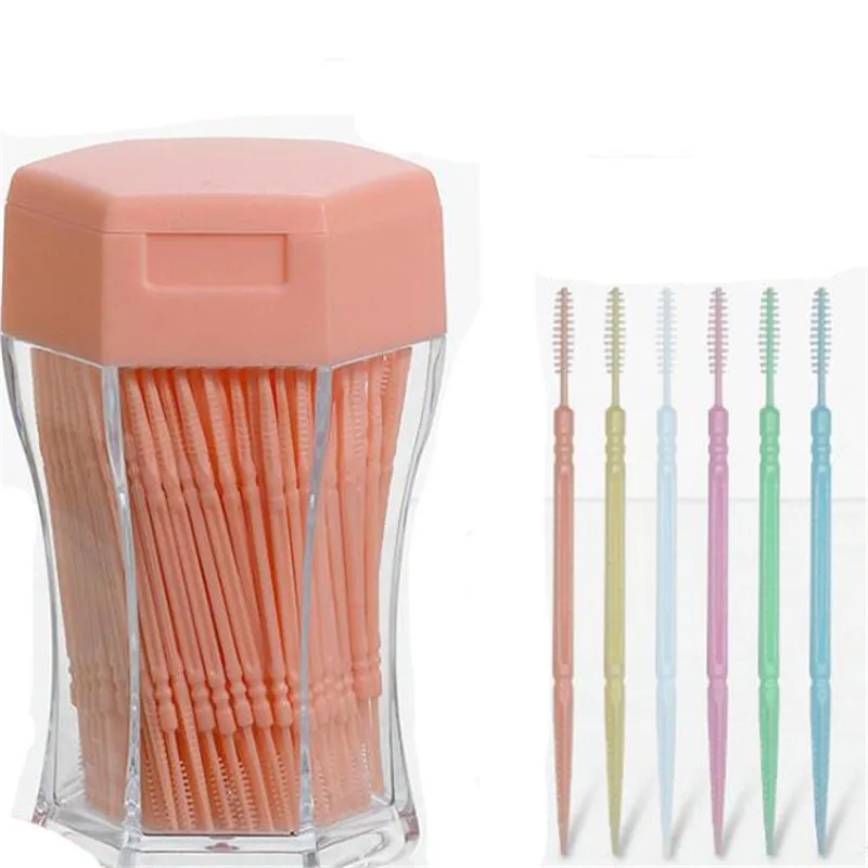 

200PCS/Box Double-headed Dental Brush Toothpick Oral Care Teeth Sticks Floss Pick Tooth Cleaning Tools Interdental Toothbrush