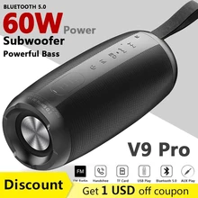 60W High Power Bluetooth Speaker Waterproof Portable Column For PC Computer Speakers Subwoofer Boom Box Music Center Radio TF