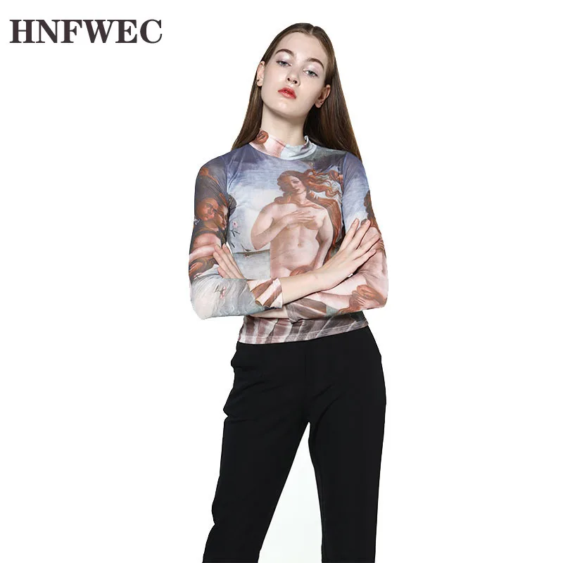 Женская футболка с рисунком сетчатый топ винтажные футболки топы весенне летняя