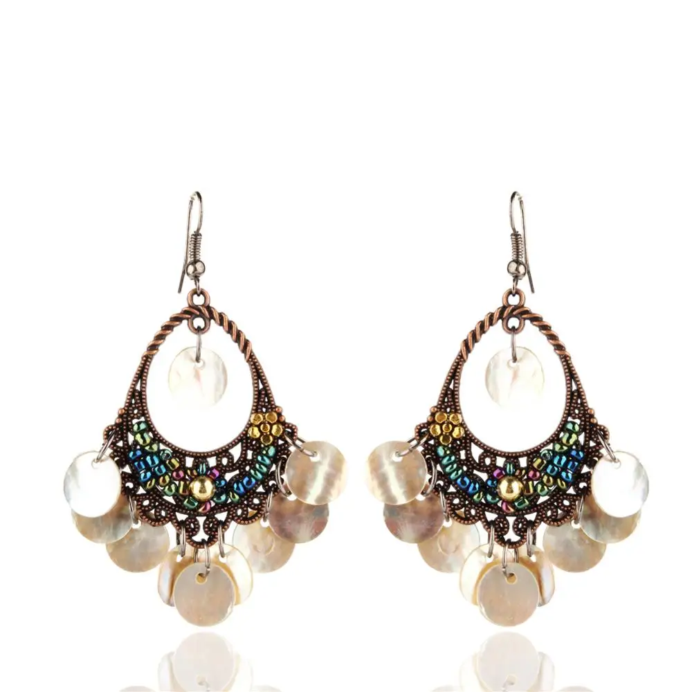 Богемская люстра висячие серьги с подвесками в виде дисков Висячие легкие