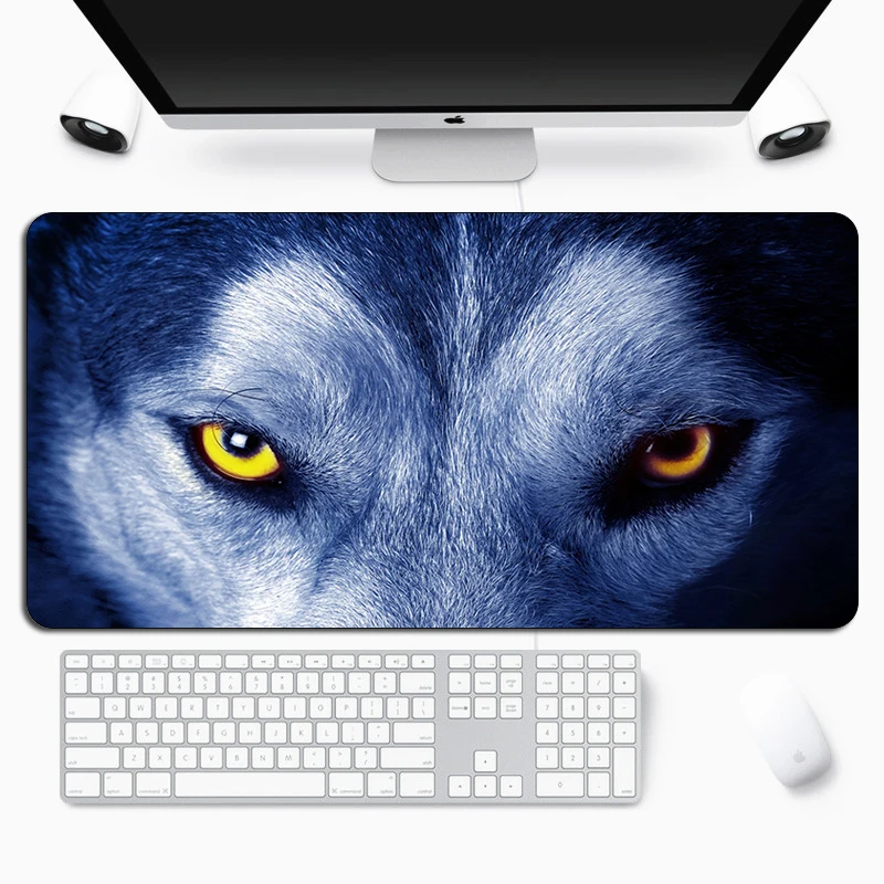 large wolf gaming mouse pad rubber otaku xl super big mousepad gamer laptop computer mat durable keyboard locking edge desk pad free global shipping