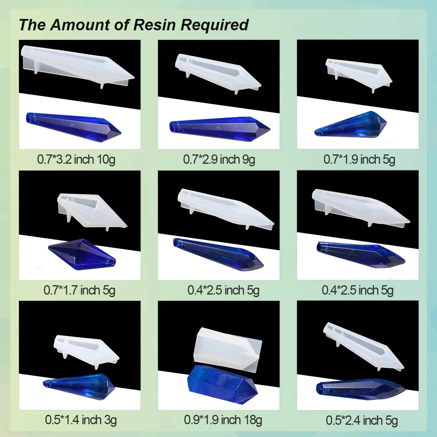 Формы для подвесок из смолы гибкая силиконовая форма кристаллов кварца в форме