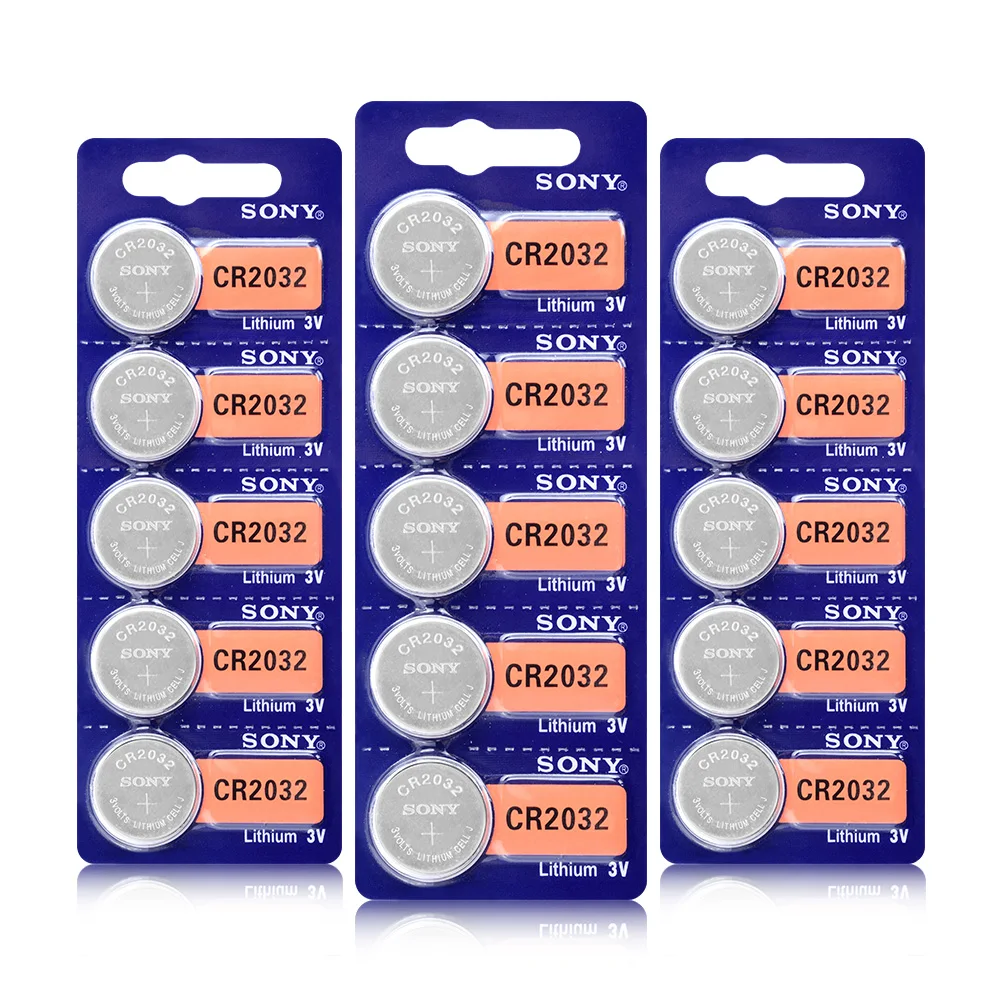 15 шт. для SONY CR2032 DL2032 ECR2032 BR2032 2032 CR 2032 3 В литиевая Кнопочная батарея для монет, долговечная батарея для часов