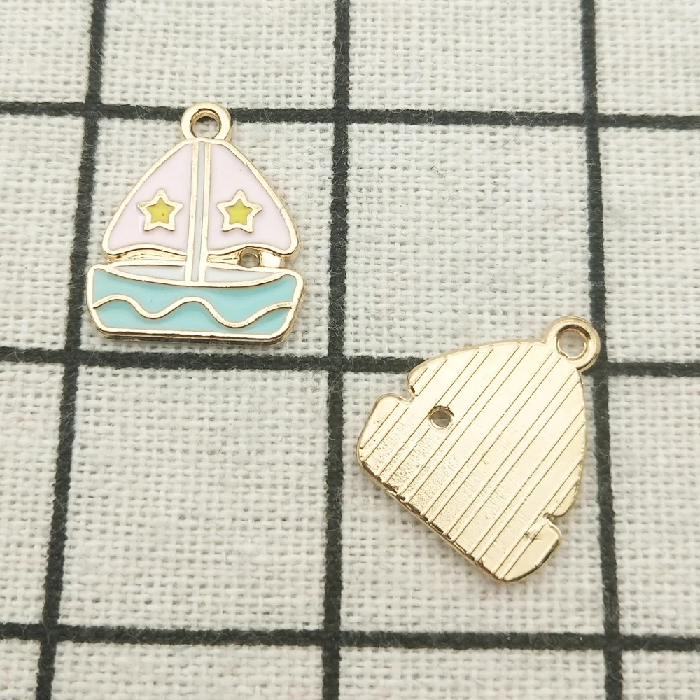 

10pcs enamel boat charm jewelry accessories earring pendant bracelet necklace charms zinc alloy diy finding 16x18mm