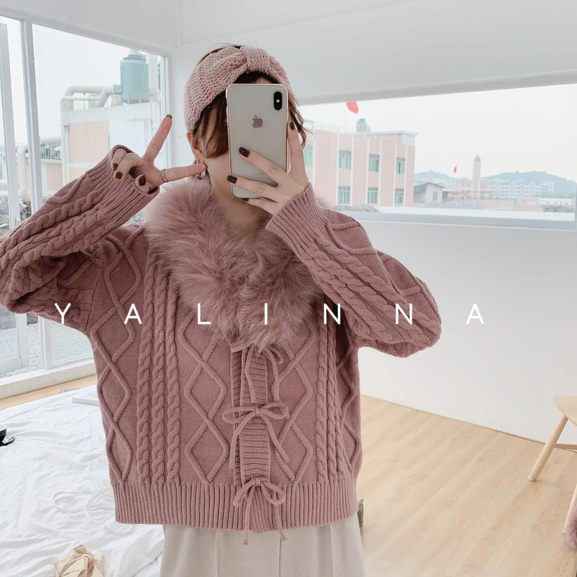 

Jumper Poncho Women Sweaters And Cotton Spandex Wool 2020 New Sweater Women Sweet Girl Real Collar Simple Knot Diamond Knitted