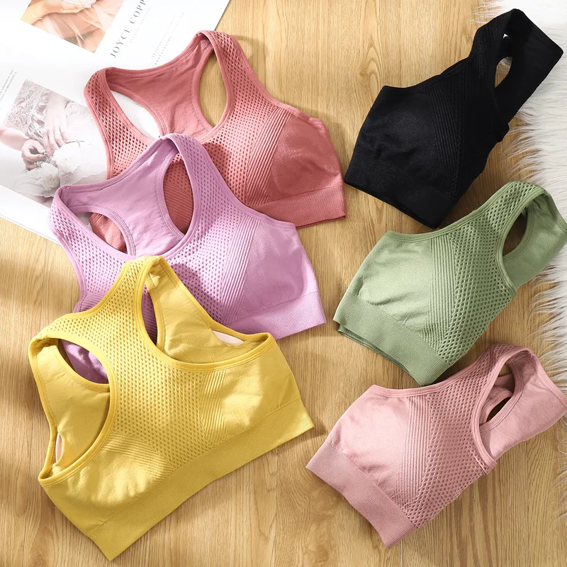 

Women's Sports Bras Shockproof Ventilated Chest Pad Tube Top Camisole Yoga Gym Tops Seamless Chest Wrap Push Up Underwear bh