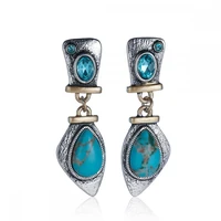 retro irregular drop shaped stone inlaid metal pendant earrings womens earrings new crystal earrings accessories party jewelry