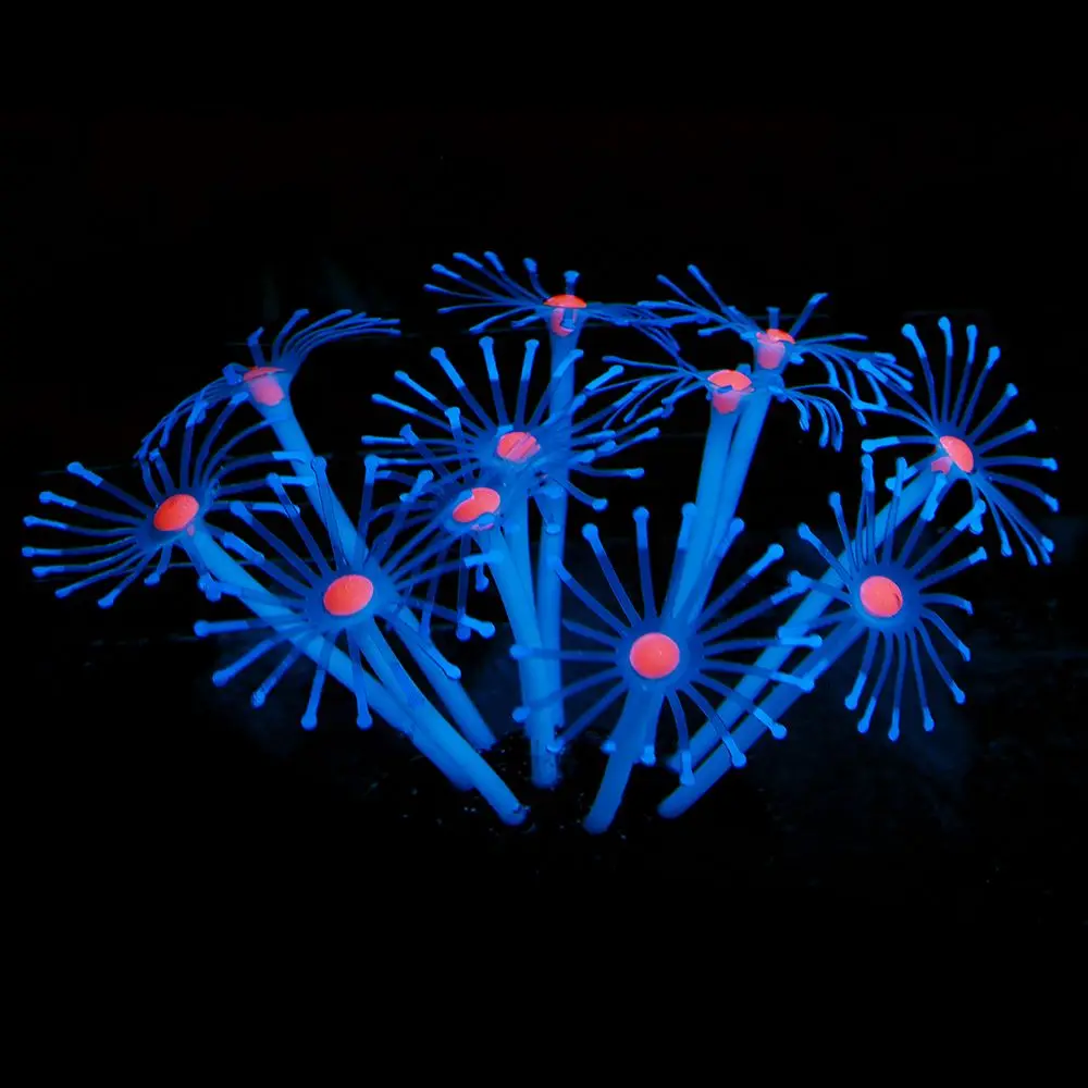 11 daun tangki ikan hiasan bawah karang buatan silikon bersinar, - Produk haiwan peliharaan - Foto 3