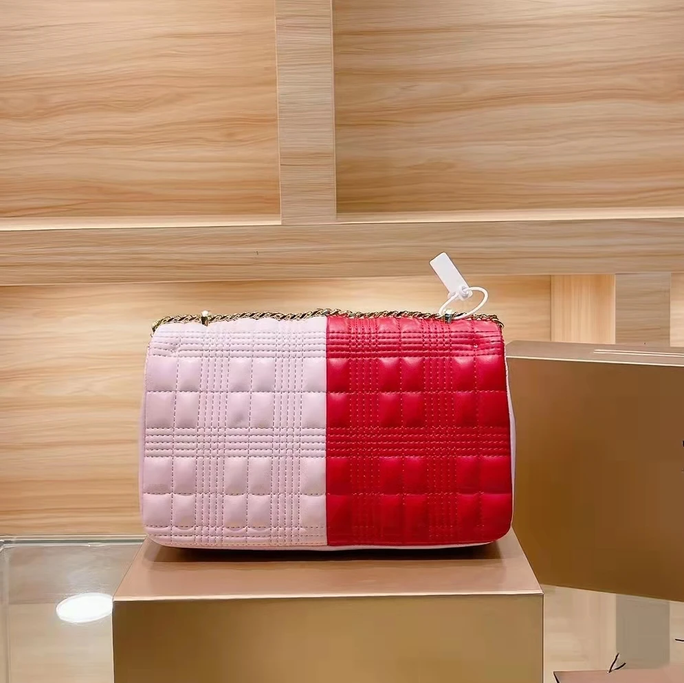 

Женская сумка через плечо, подходящая по цвету кожаная дамская сумочка в клетку, сумка-мессенджер, роскошная Модная брендовая дизайнерская ...