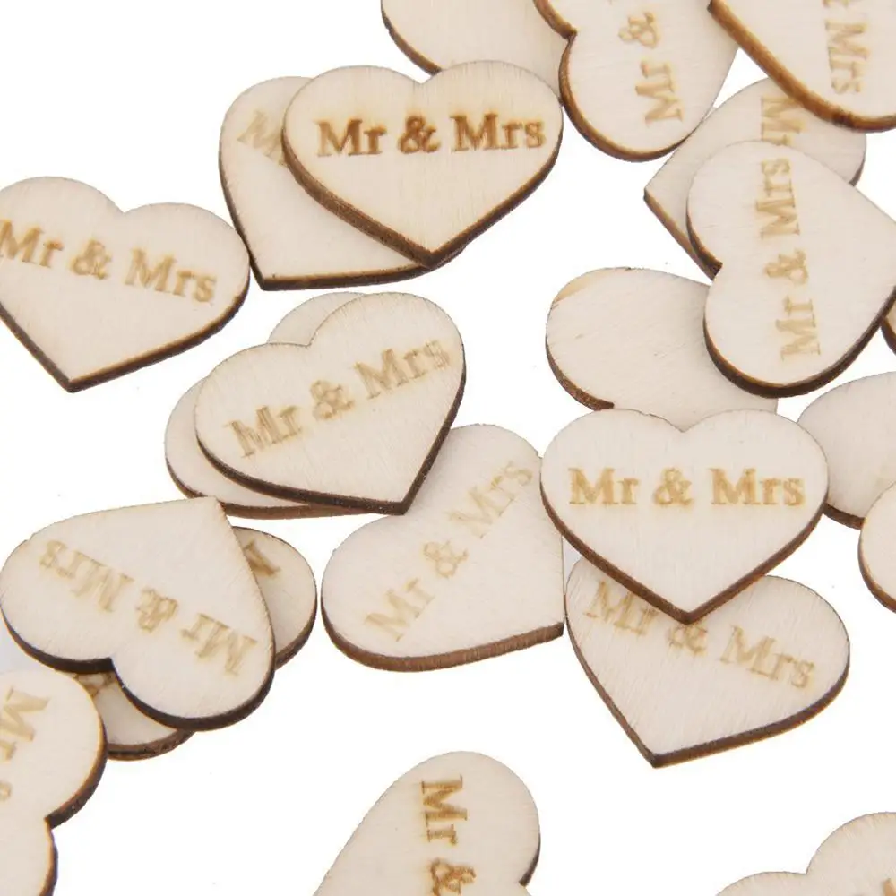 50 шт. деревянные сердечки для свадебной вечеринки DIY аксессуары рукоделия милые