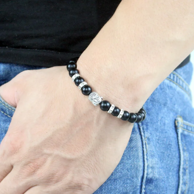 Модные матовые/Гладкие Круглые браслеты с бусинами Будды для женщин парный