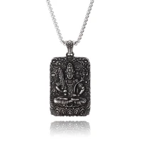 vintage men women jewelry stainless steel pendant necklace buddha statue pendant with link chain sp0552