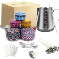 117pcs handmade candle making tools kit including candle tin jar pouring pot wicks sticker mixing spoon diy craft sets gift