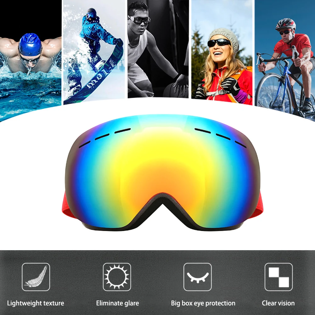 Лыжные очки UV400 защита сноуборд Анти туман большая Лыжная маска снег снегоход