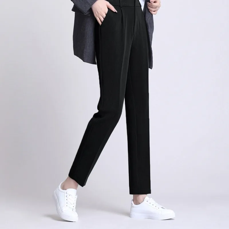 

Black Pants For Women Fashion Women's High Waist Push Up Pants Cropped Trousers Clothing 2021 Summer Evening Chic Woman Outfit