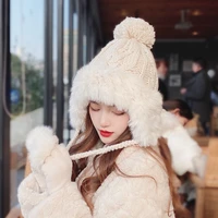 winter hats for women beanie plush solid color cap korean warm hats windproof bonnet femme cap outdoor ear protection hat new