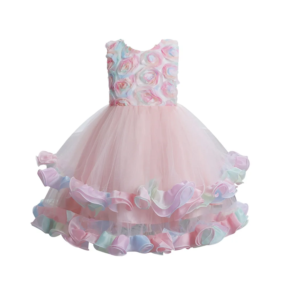 

Children's dress princess dress children's three dimensional flower dress flower children's wedding dress