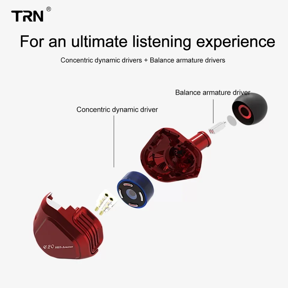 Новинка 100% гибридные наушники вкладыши TRN V20 1DD + 1BA Hi Fi DJ монитор спортивные для