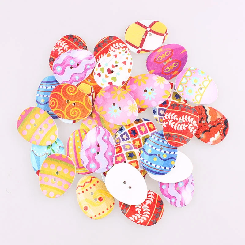 Разноцветные деревянные пуговицы в форме яйца с 2 отверстиями рождественский