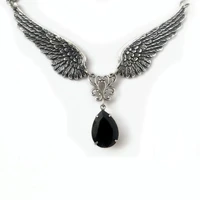 goth punk angel wings guardian pendant necklace christmas gift for women best friends new fashion jewelry