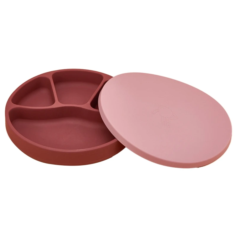 

Baby Silicone Suction Cup Dinner Plate Baby Food Supplement Bowl with Lid