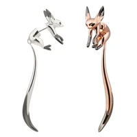 1pc fox earrings woman animal girl silver needle gold cosplay design cartoon personality popular classic earrings jewelry