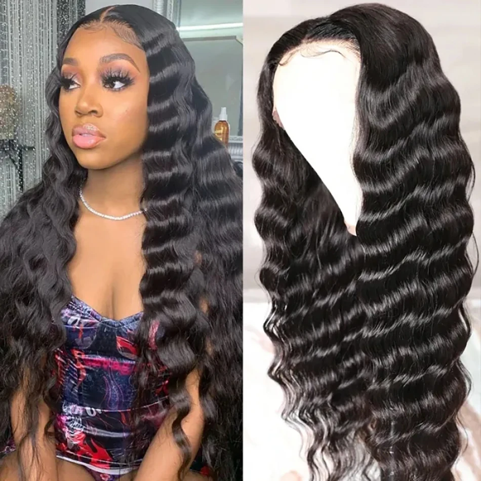 30 32 40 Inch Lace Front Human Hair Wigs for Black Women Pre Plucked Brazilian 10A Remy 13x4 Loose Deep Frontal Wig | Шиньоны и парики