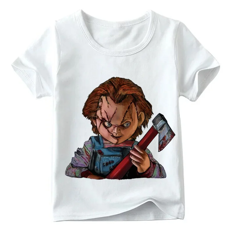 2019 Детская футболка с рисунком мультяшного рисунка Чаки дьявола летние белые