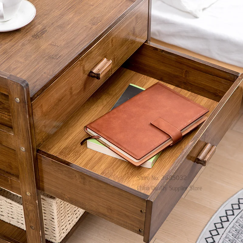 Bamboo Nightstands with Wheel Bedroom Bedside Cabinet Living Room Tea Table Removable Storage Economy | Мебель