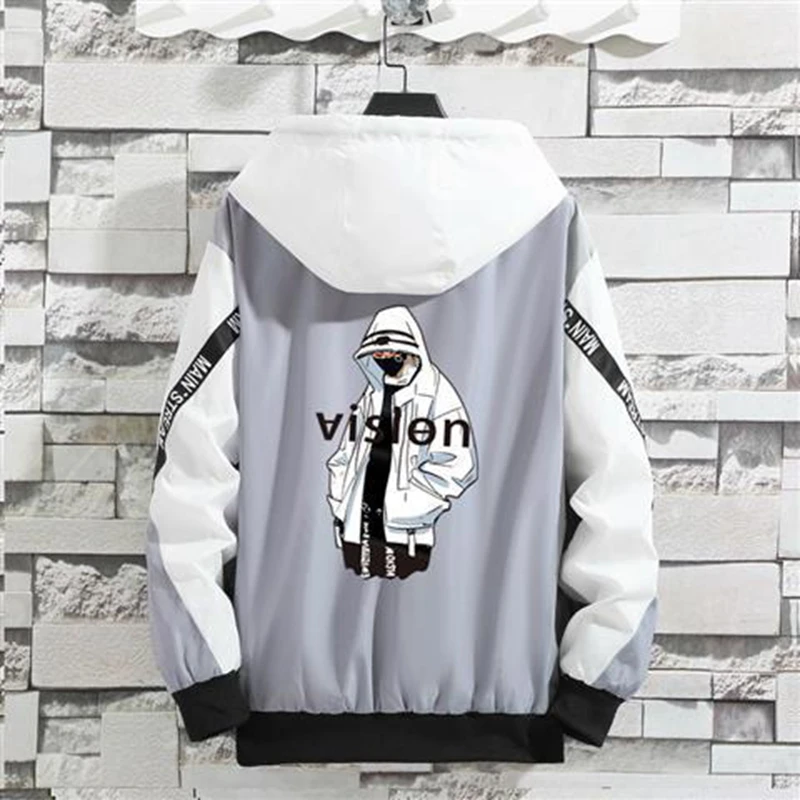 

Куртка мужская демисезонная в стиле хип-хоп, модная повседневная Уличная одежда в Корейском стиле Харадзюку, спортивные пальто с капюшоном ...