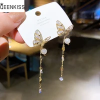 qeenkiss eg7433 fine jewelry wholesale woman birthday wedding gift aaa zircon butterfly 925 sterling silver needle stud earrings