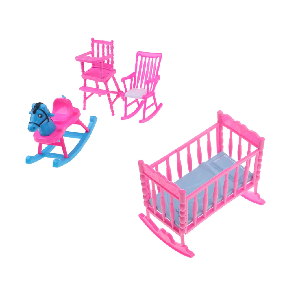

4pcs Plastic Nursery Room Furniture Accs for Dolls House Decor