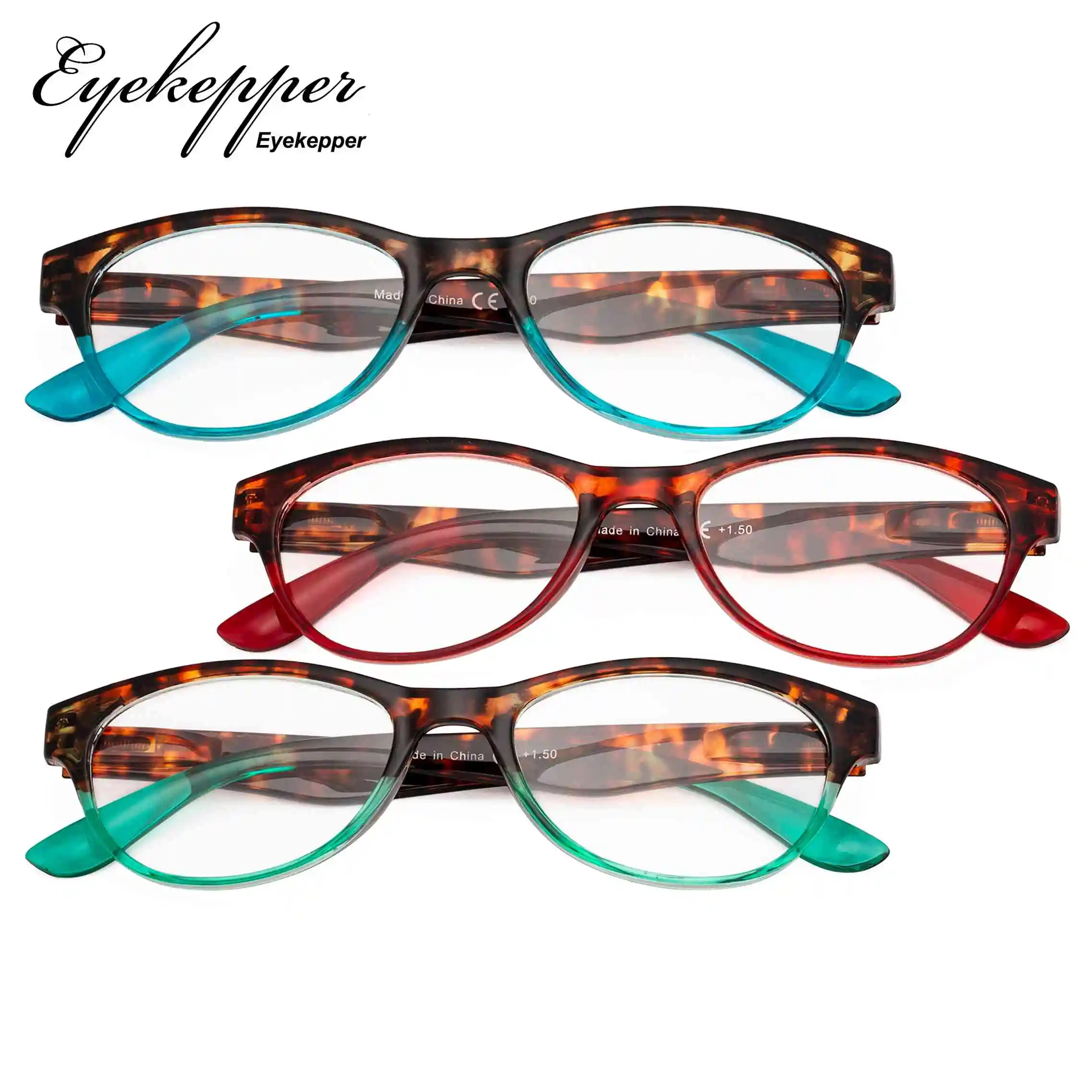 R074D Eyekepper очки для чтения набор из 3 отличных пружинных шарниров для чтения женщин Кошачий глаз очки для чтения