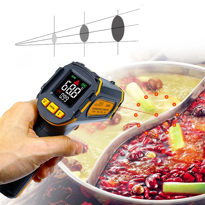 

Digital Infrared -50 To 600 Thermometer Laser Temperature Meter Non-Contact Pyrometer Thermometer-Red Laser LCD IR Light Alarm