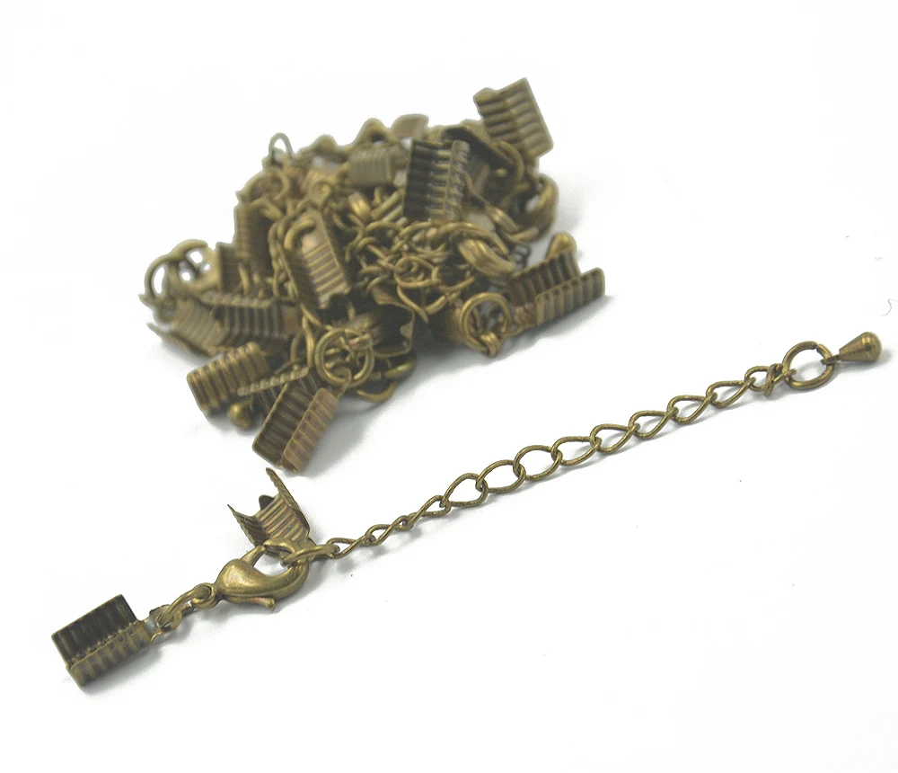 

Clasp And Clip Ends Set With Extender Chain 12pcs Antique Bronze