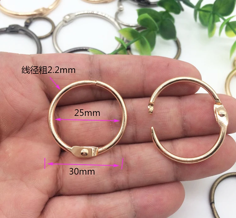25mm light gold 5 шт. металлические кольца для ноутбуков, Золотое шарнирное кольцо, Школьное свободное кольцо с листьями, кольцевые обручи для скрапбукинга, альбом, Офисная прищепка, кольцо - Цвет: 25mm light gold
