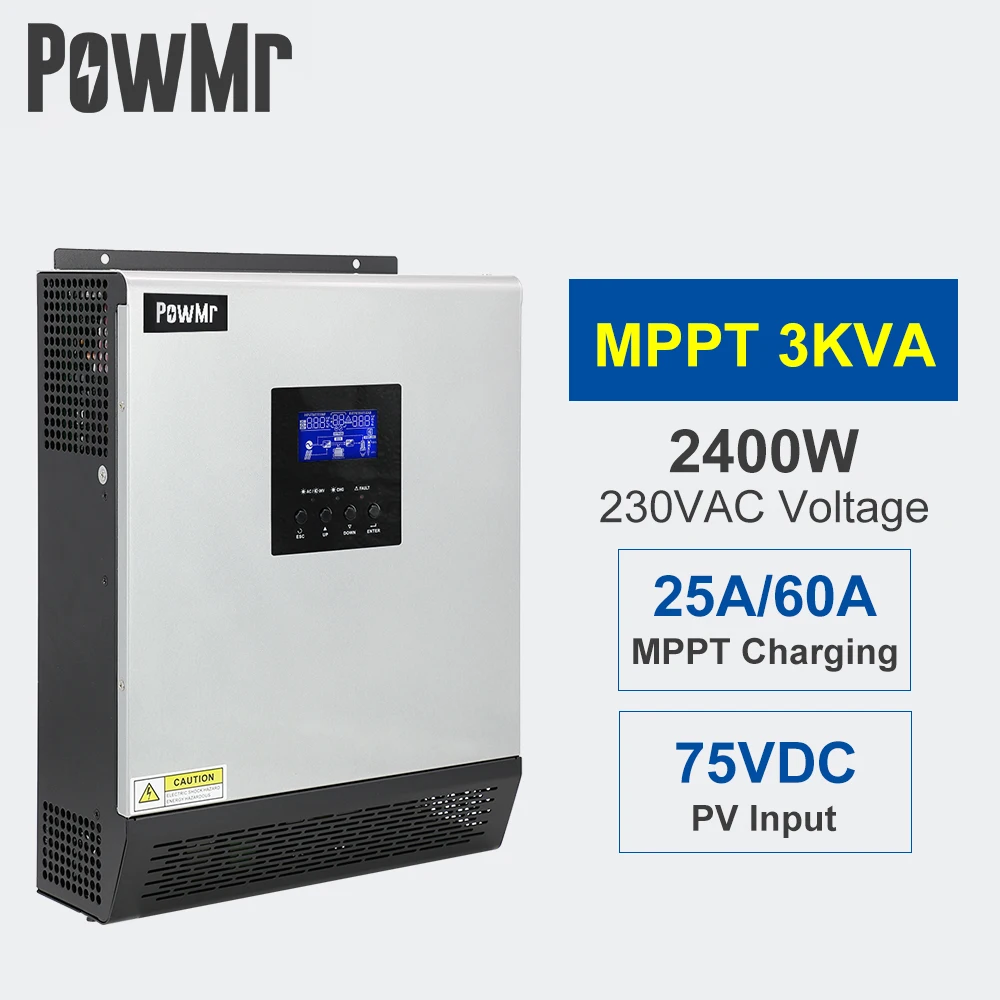 Инвертор гибридной солнечной панели 3 кВА 24 В переменного тока в 3000 встроенный