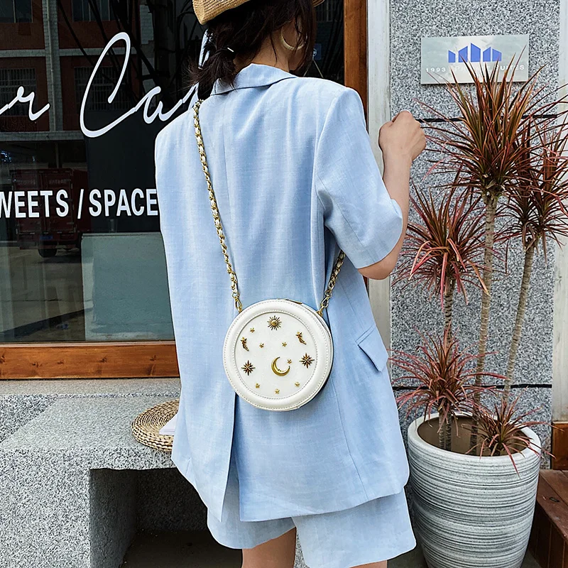 Модная круглая сумка через плечо с изображением звездного неба