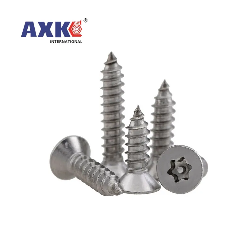 

20pcs M2.9 M3.5 M3.9 M4.2 M4.8 304 Stainless Steel Six Lobe Torx Flat Countersunk Head with Pin Security Self-tapping Wood Screw