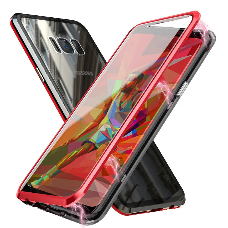 360 полный охват закаленное стекло Магнитный чехол для samsung S8 S8plus S9 plus Note 8 9 S10 S10e с
