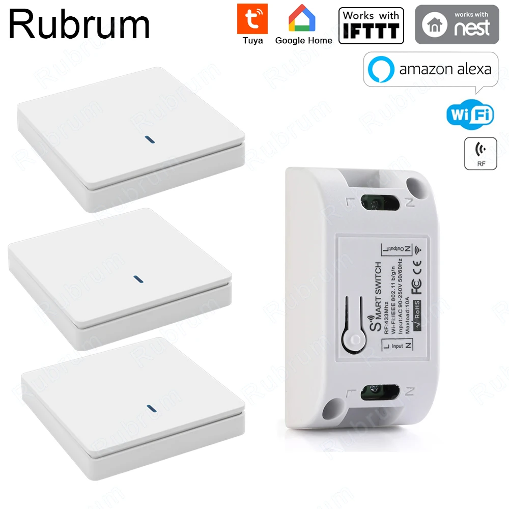 Rubrum РЧ Wi Fi беспроводной 433 МГц реле 1 CH 220 В приемник умный дом переключатель модуль