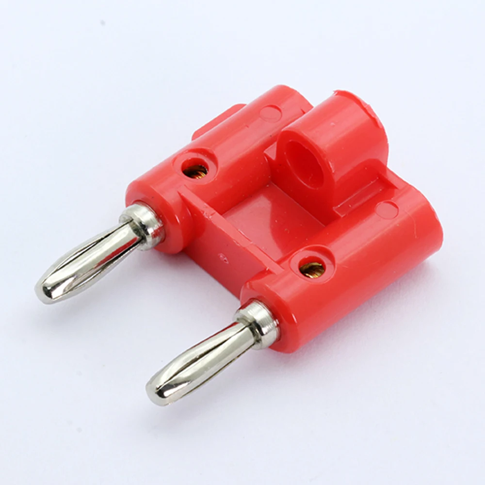 Nickel plated 2PCS black+red double dual head banana male plug connector with 4mm cable hole | Обустройство дома