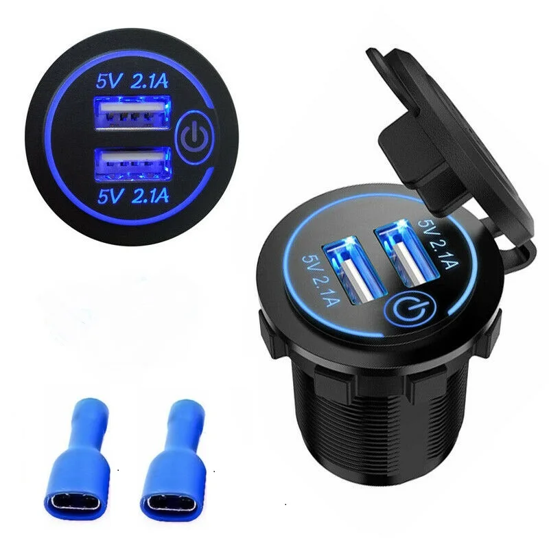12 V 24 двойной USB адаптер для зарядного устройства 5V 2 1 + 2.1A автомобильное зарядное