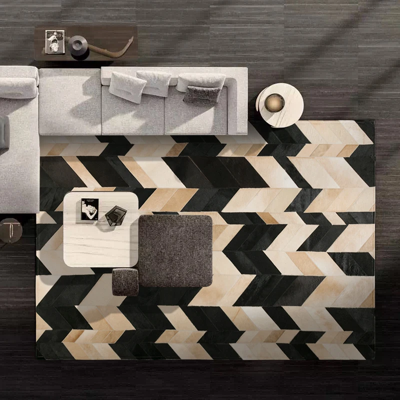 Современный стиль Роскошная воловья кожа меховой ковер пэтчворк натуральная