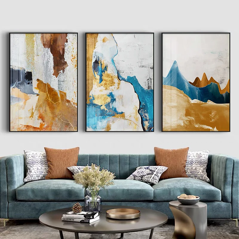

Modern Abstract Landscape Canvas Painting Poster Print Home Decor Gold Foil Wall Art Scandinavian Living Room Decoration Picture