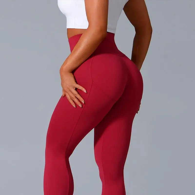 

Женские леггинсы с высокой талией WHOUARE, спортивные однотонные леггинсы с эффектом пуш-ап для фитнеса, одежда для спортзала