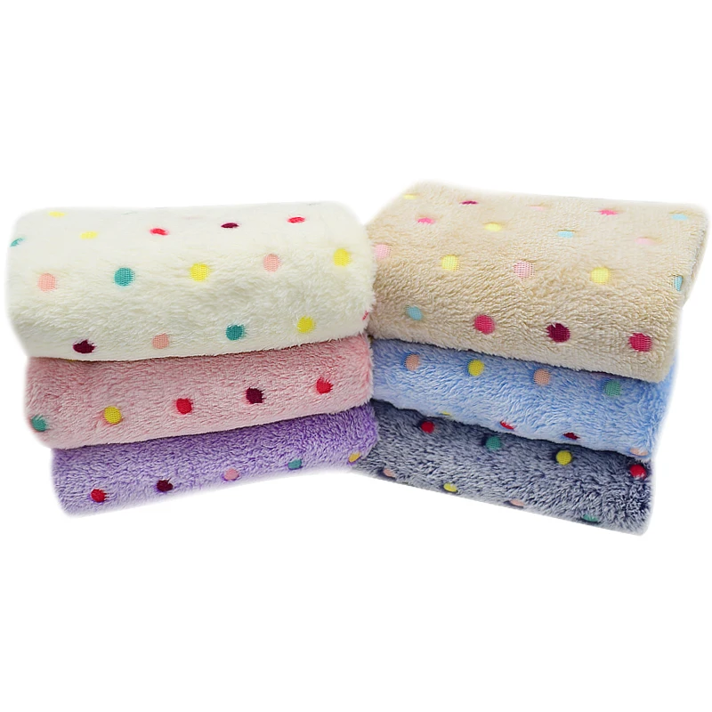 Мягкое Флисовое одеяло для кошек и собак зимнее теплое с принтом в горошек чехол