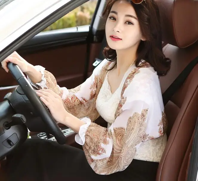 

Women Flower Shawl Scarves Fashion All-match Floral Print Scarf 160X50cm Female Driving Camping Party New Chiffon Scarves Gift