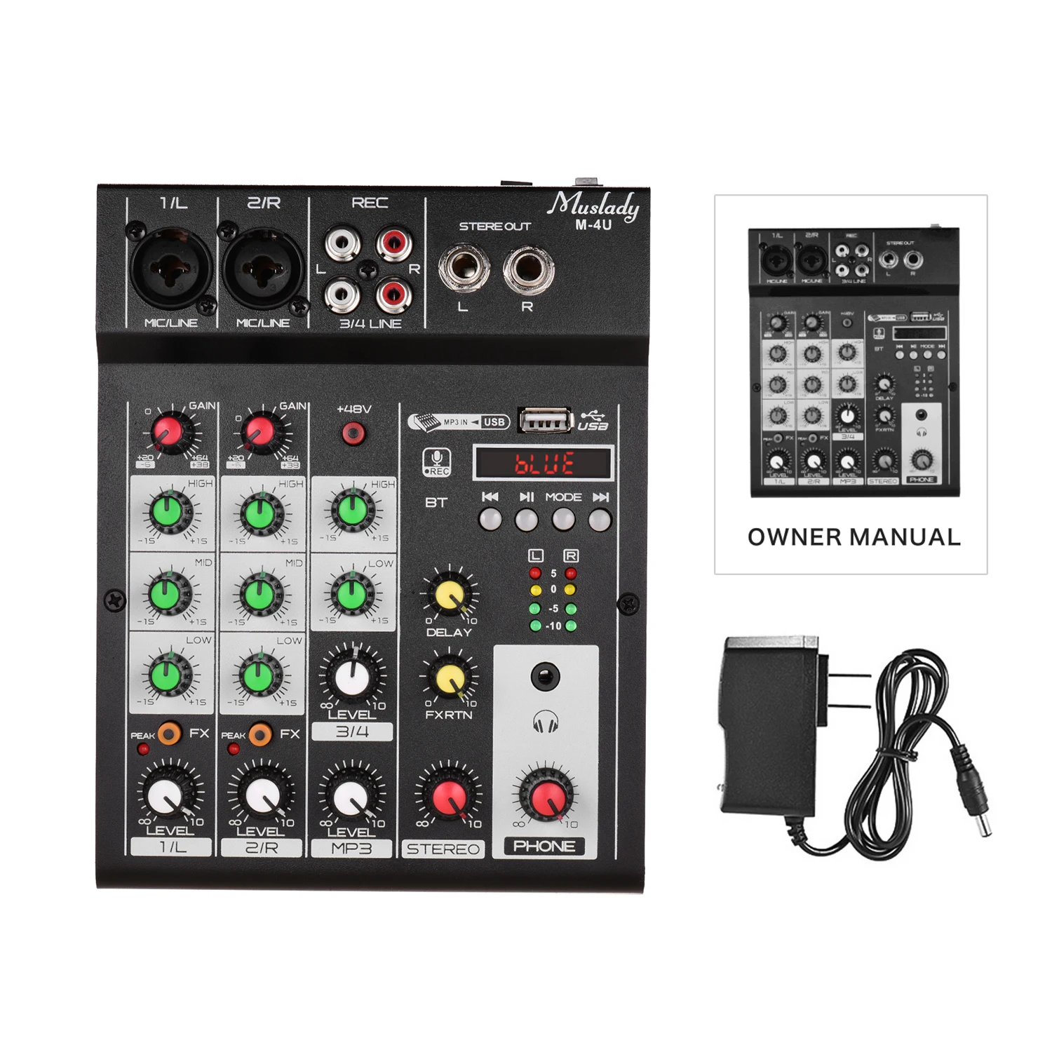 Muslady M-4U 4-канальный BT микшерный пульт Цифровой аудио миксер встроенный